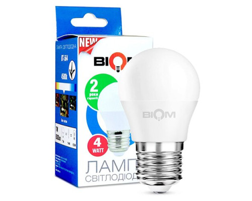 Светодиодная лампа Biom BT-544 G45 4W E27 4500К матовая