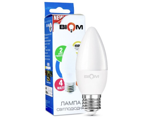 Светодиодная лампа Biom BT-548 C37 4W E27 4500К матовая