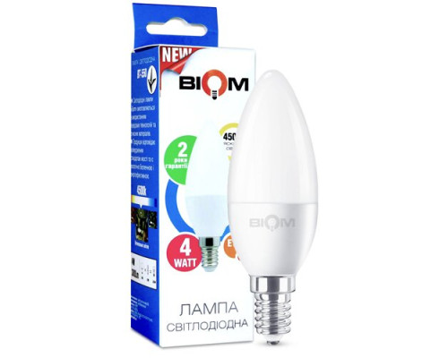 Светодиодная лампа Biom BT-550 C37 4W E14 4500К матовая