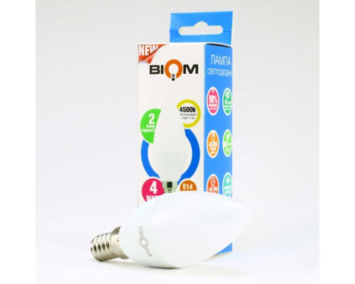 Светодиодная лампа Biom BT-550 C37 4W E14 4500К матовая