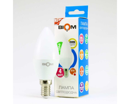 Светодиодная лампа Biom BT-550 C37 4W E14 4500К матовая