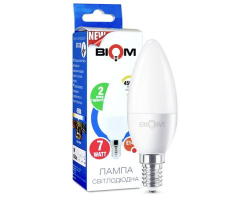 Свiтлодiодна лампа Biom BT-570 C37 7W E14 4500К матова
