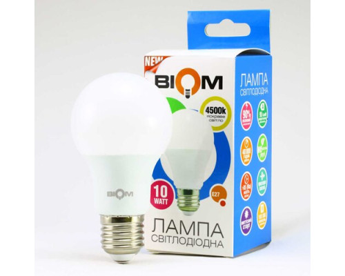 Свiтлодiодна лампа Biom BT-510 A60 10W E27 4500К матова