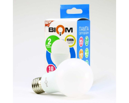 Свiтлодiодна лампа Biom BT-510 A60 10W E27 4500К матова