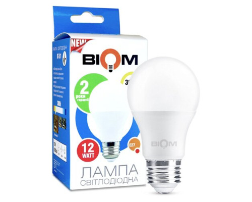 Свiтлодiодна лампа Biom BT-511 A60 12W E27 3000К матова