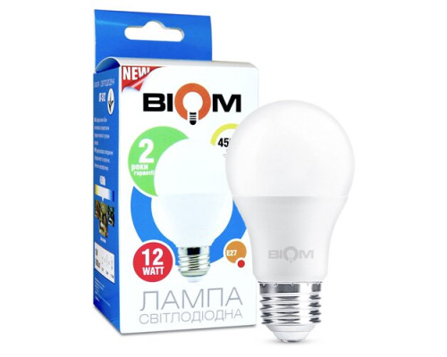 Свiтлодiодна лампа Biom BT-512 A60 12W E27 4500К матова