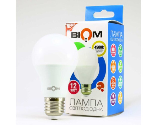 Свiтлодiодна лампа Biom BT-512 A60 12W E27 4500К матова