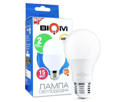 Свiтлодiодна лампа Biom BT-516 A65 15W E27 4500К матова