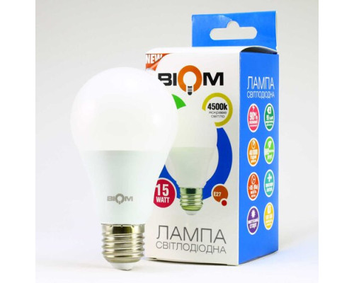 Свiтлодiодна лампа Biom BT-516 A65 15W E27 4500К матова