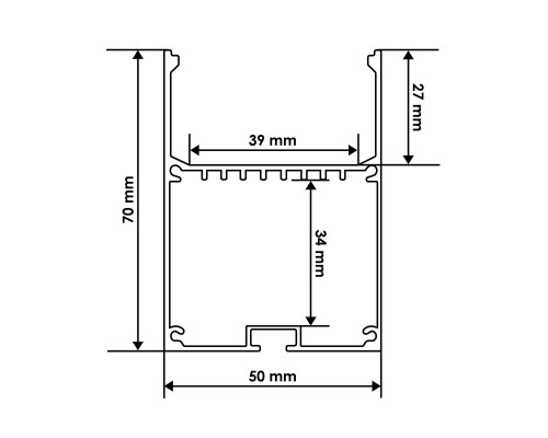 Профиль алюминиевый BIOM LSB-50B 50*70мм черный