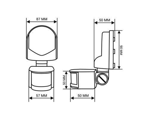 Инфракрасный датчик движения BIOM IRM-02B max 1200Вт 180°, настенный, черный