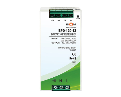 Блок питания Biom Professional DC12 120W BPD-120-12 10A под DIN-рейку