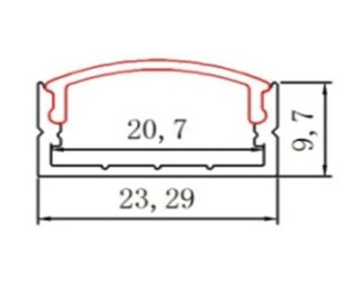 Профиль алюминиевый BIOM ЛП10 23х10, анодированный (палка 2м), м