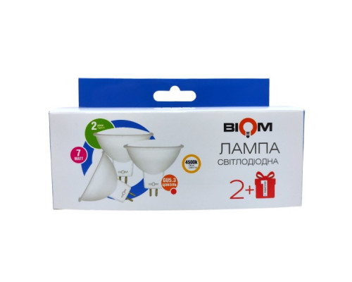 Светодиодная лампа Biom BT-562/3 MR16 7W GU5.3 4500К матовая (комплект 3шт.)