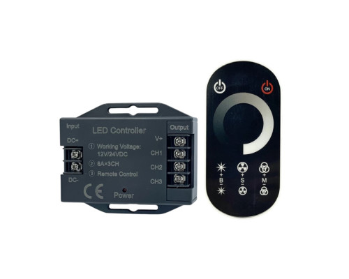 Диммер OEM D-24RF8-T-B (8A*3кан) DC12-24V черный