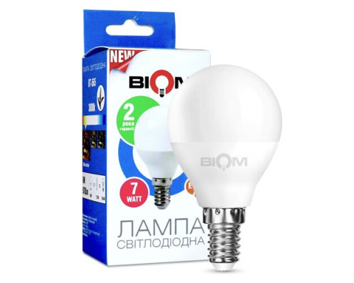 Светодиодная лампа Biom BT-565 G45 7W E14 3000К матовая