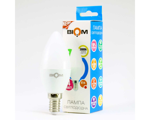 Светодиодная лампа Biom BT-549 C37 4W E14 3000К матовая