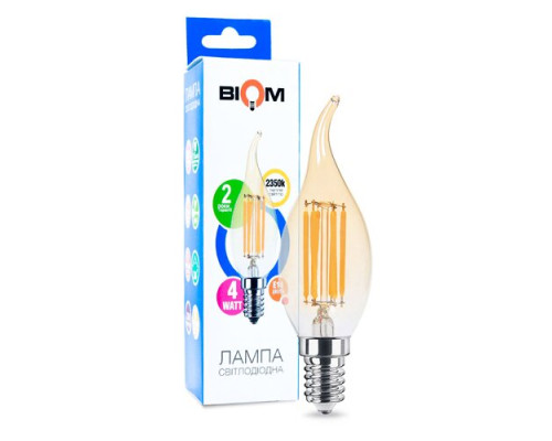 Светодиодная лампа Biom FL-415 C35 LT 4W E14 2530K Amber свеча на ветру