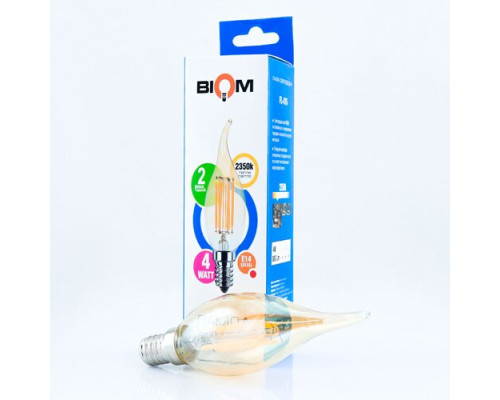 Светодиодная лампа Biom FL-415 C35 LT 4W E14 2530K Amber свеча на ветру