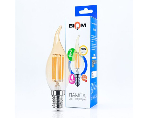 Светодиодная лампа Biom FL-415 C35 LT 4W E14 2530K Amber свеча на ветру