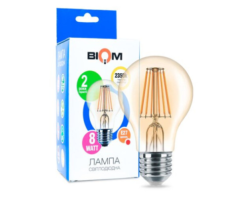 Світлодіодна лампа Biom FL-411 A60 8W E27 2350K Amber