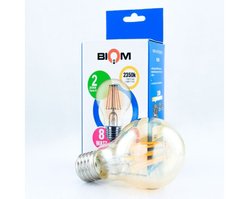 Світлодіодна лампа Biom FL-411 A60 8W E27 2350K Amber