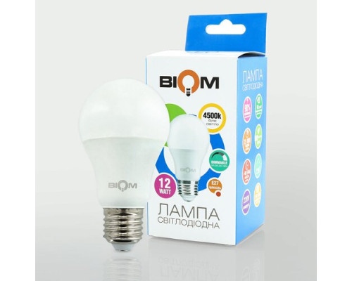 Світлодіодна лампа Biom BT-532 A60 12W E27 4500К switch dimmable матова