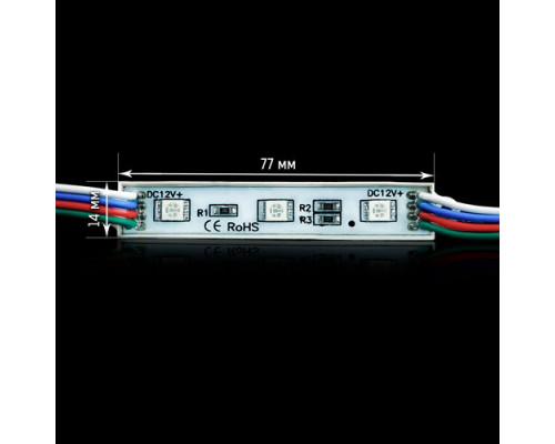 Светодиодный модуль BRT 5050-3 led W 0.72W RGB, 12В, IP65 silicone