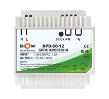 Блок питания Biom Professional DC12 60W BPD-60-12 5A под DIN-рейку