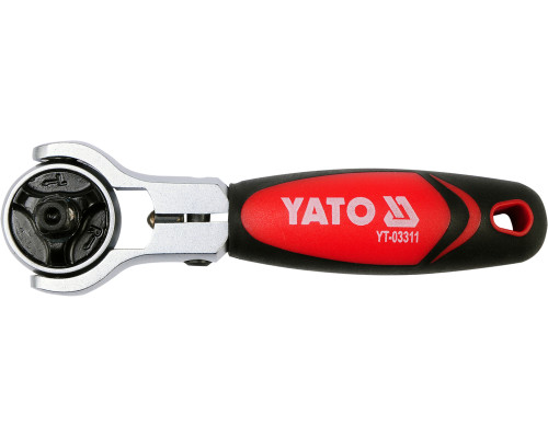Трещотка YATO : квадрат 1/4″, L= 115 мм, 72T, поворотная головка (YT-03311)