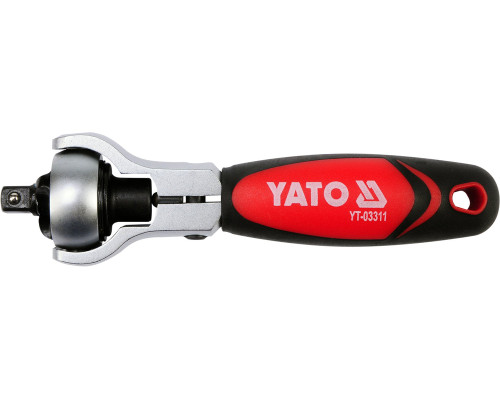 Трещотка YATO : квадрат 1/4″, L= 115 мм, 72T, поворотная головка (YT-03311)
