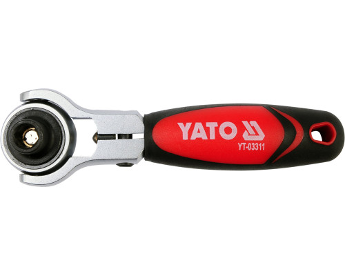 Трещотка YATO : квадрат 1/4″, L= 115 мм, 72T, поворотная головка (YT-03311)