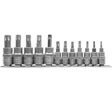 Головки торцеві з насадками YATO : TORX Т8-Т30,Т40- Т55, квадрат 1/4, 3/8″. Набір 12 шт. (YT-04331)
