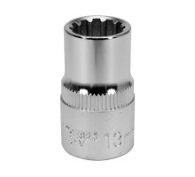 Головка торцева YATO : квадрат 1/2″, SPLINE M13 мм, L= 38 мм. CrV [Блістер] (YT-14825)