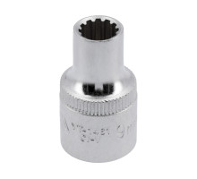 Головка торцева YATO : квадрат 1/2″, Spline, M= 9 мм, L= 38 мм (YT-1461)