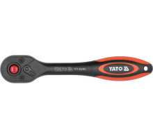 Тріщатка YATO : квадрат 1/4″, 72T, L= 144 мм, ручка покрита пластиком (YT-0290)