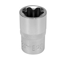 Головка торцева YATO : TORX E20, квадрат 1/2″, CrV, DIN 2124 [Блістер] (YT-05251)