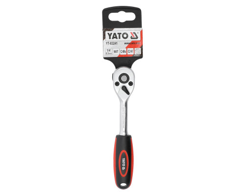 Тріщатка YATO : квадрат 1/4″, L= 160 мм, 90Т (YT-03241)