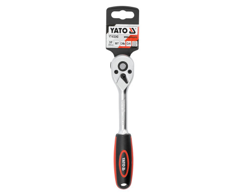 Тріщатка YATO : квадрат 3/8″, L= 210 мм, 90Т (YT-03242)