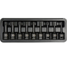 Набір насадок викруткових ударних YATO : RIBE M5-M14. квадрат 1/2″ CrMo, 9 Од + кейс (YT-10681)