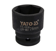 Головка торцева ударна 6-гранна YATO : квадрат 1/2″, М= 26 мм, L= 43 мм (YT-1016)