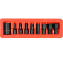 Набір насадок викруткових ударних YATO : HEX M6-M19 з 6-гран. шпинделем- 1/2″. 9 Од. (YT-10662)