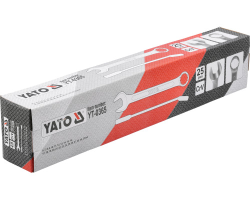 Ключи рожково накидные YATO : М= 6-32 мм, Набор 25 шт. САТИН (YT-0365)