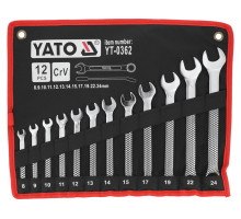 Ключі ріжково накидні YATO : М= 8-24 мм, Набір 12 шт. САТИН (YT-0362)