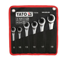 Ключі ріжково-накидні з тріщаткою YATO М 8, 10, 13, 14, 17, 19 мм, компл. 6 шт (YT-01344)