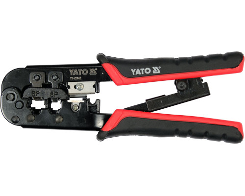 Клещи для обжима и зачистки кабелей YATO: RJ45, RJ11, L=190 мм (YT-22442)
