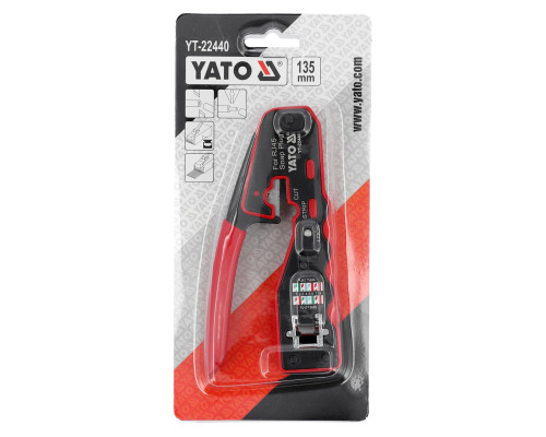 Клещи для обжима и зачистки кабелей YATO : RJ45, L=135 мм (YT-22440)