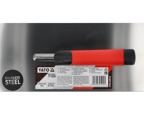 Терка гладилка YATO : L= 270x130 мм. нержавіюча (YT-5200)
