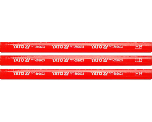 Карандаши столярные YATO: с твердостью HB L= 175х 5х 2 мм. 3 шт (YT-692603)