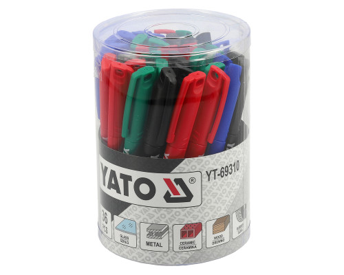 Маркеры технические YATO 36 шт, синий, красный, черный и зеленый (YT-69310)